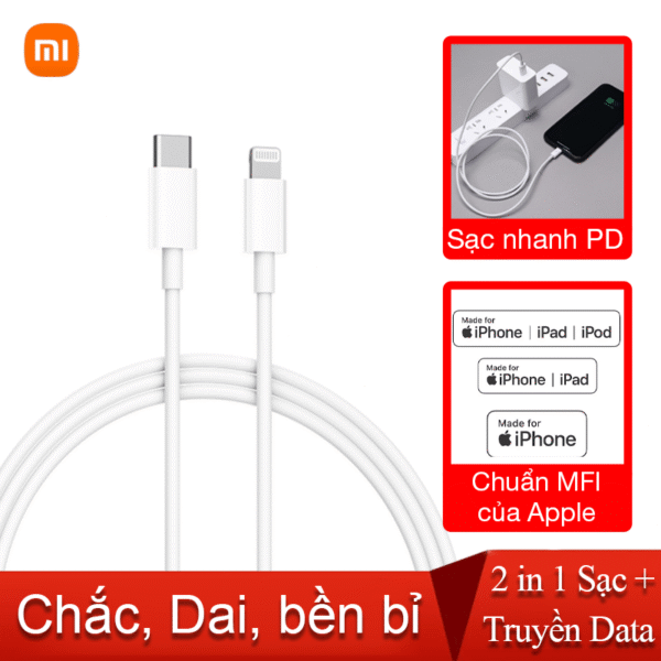 Cáp sạc USB-C to Lightning Xiaomi chuẩn MFI dây sạc c to lightning