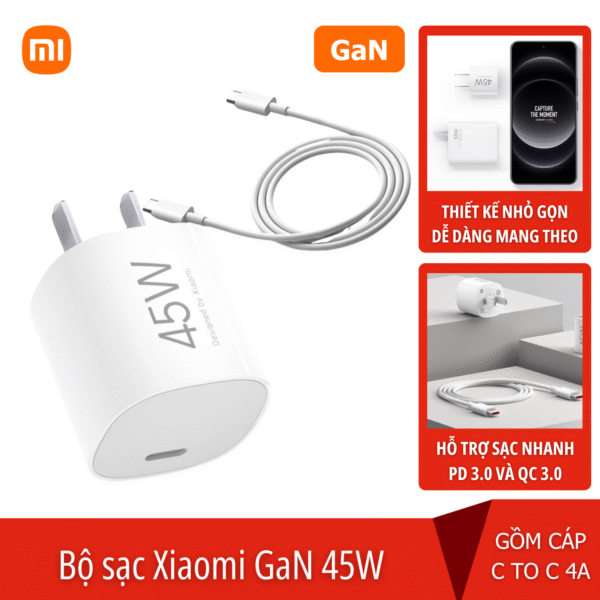 Củ sạc nhanh 45w Xiaomi GaN siêu nhỏ MDY-17-EA