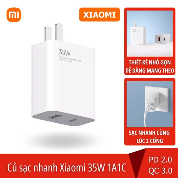 Củ sạc nhanh Xiaomi 1A1C 35W MDY-14-ET