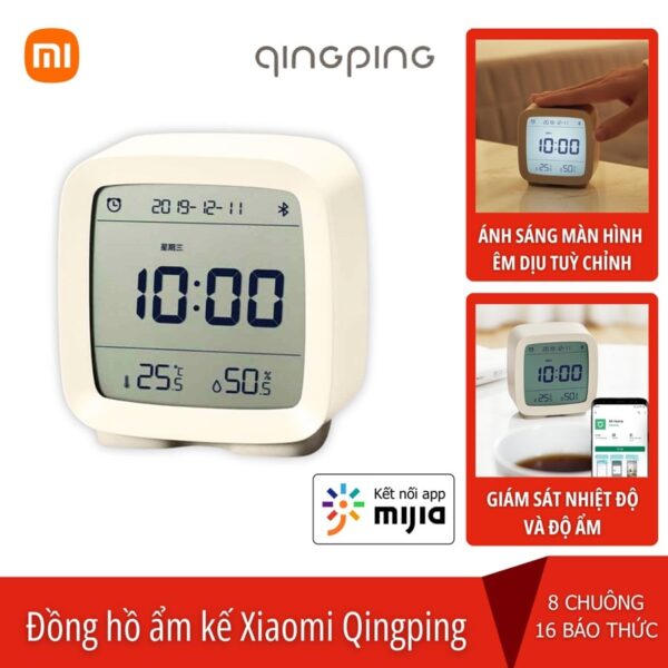 Đồng hồ báo thức tích hợp nhiệt ẩm kế thông minh Qingping CGD1