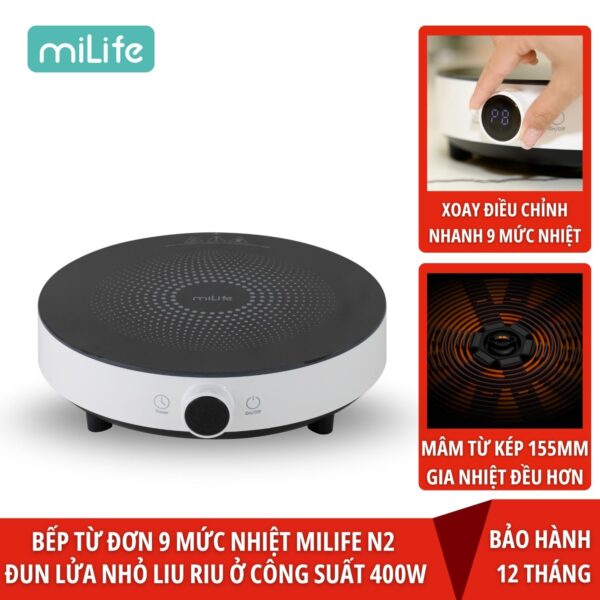 Bếp từ đơn miLife N2 tròn 9 mức nhiệt