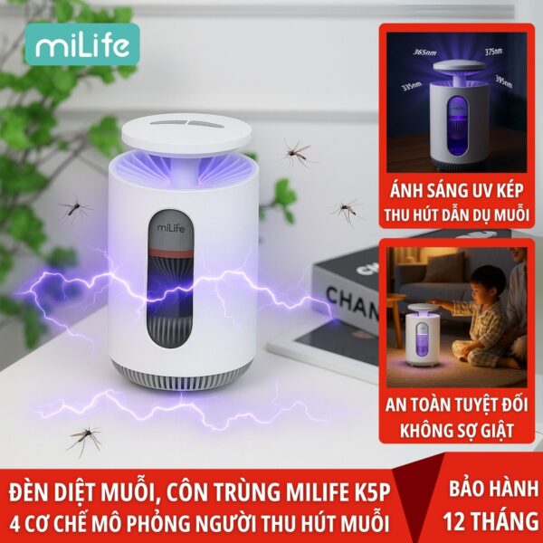 Máy bắt muỗi thông minh miLife K5P 2 trong 1, diệt côn trùng