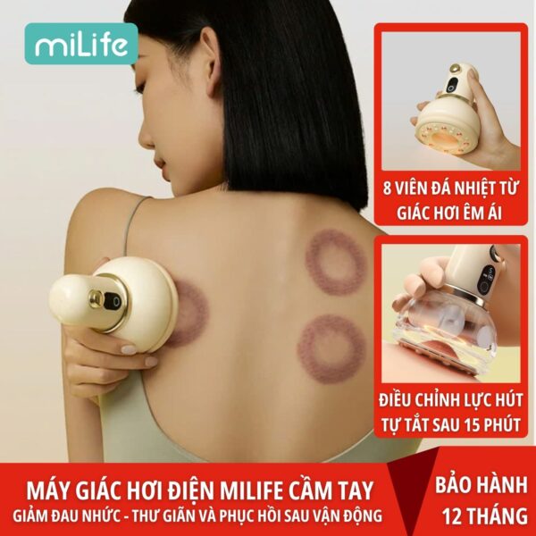 Máy giác hơi điện miLife cầm tay C1 với 8 đầu massage