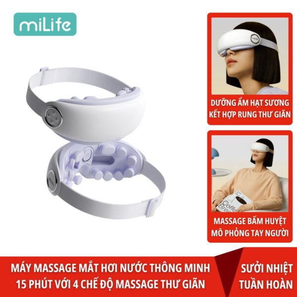 Máy massage mắt bấm huyệt miLife E4 Pro phun sương chườm ấm