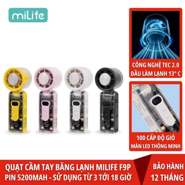 Quạt cầm tay băng lạnh miLife F9P đầu lạnh 13 độ
