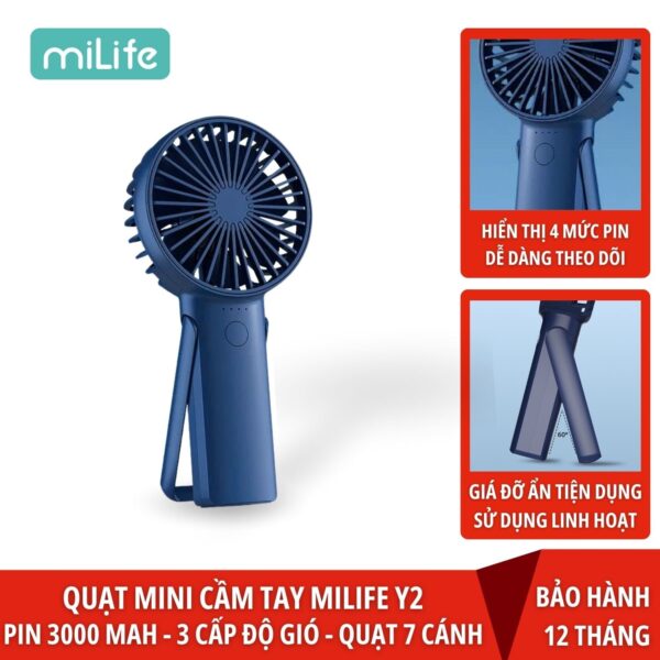 Quạt mini cầm tay miLife Y2 tích điện pin 3000mAh
